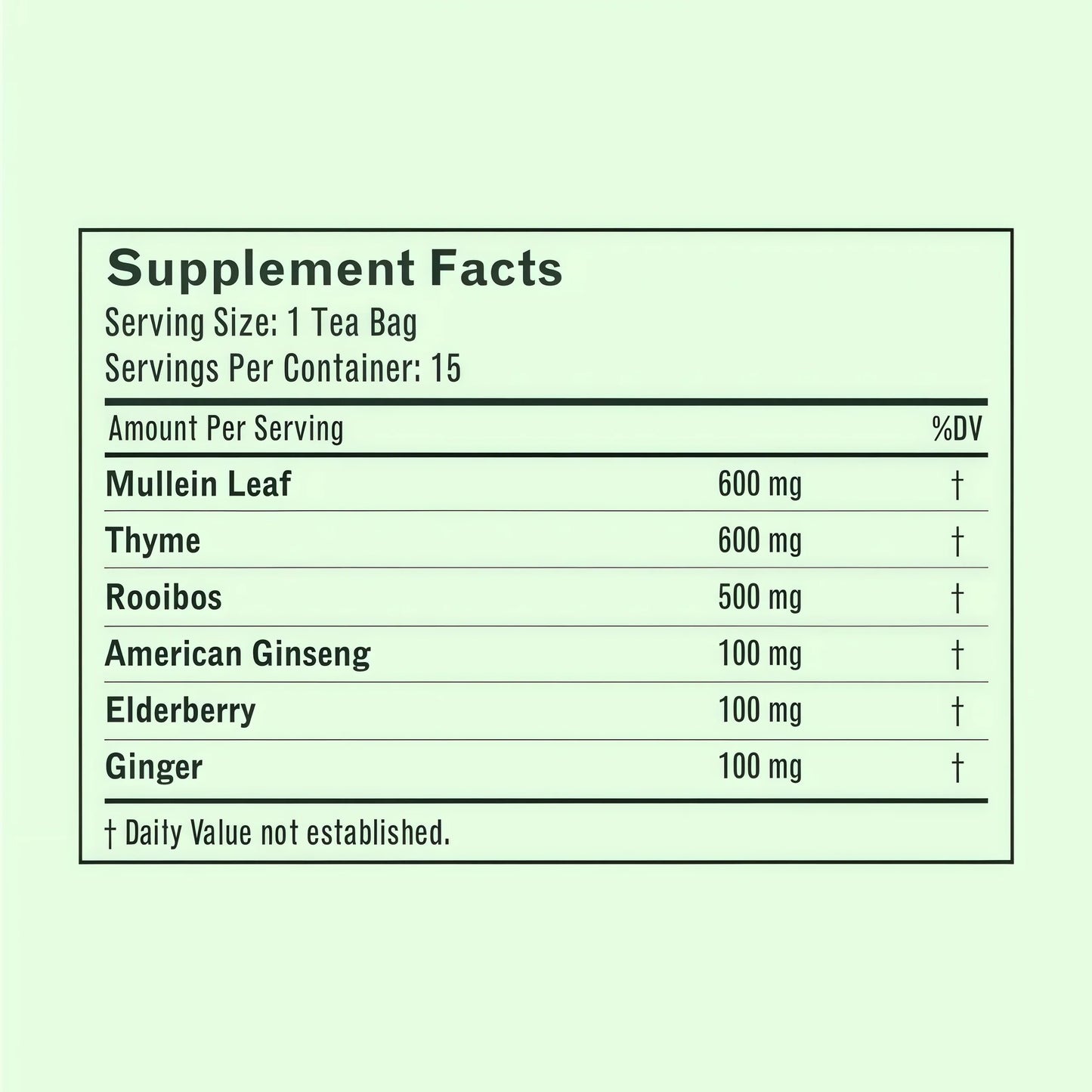 Betterbrand Mullein Tea Bags for Lung Detox - Respiratory Support with Thyme, Elderberry, Ginseng, Ginger, Caffeine Free Herbal Blend - 15 Tea Bags (Pack of 1)