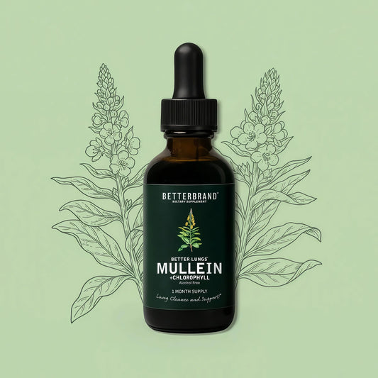 Betterbrand Mullein Drops for Lung Detox - Mullein Leaf Tincture with Chlorophyll - Helps Support Respiratory Health, Alcohol-Free, 1 Month Supply - 60ml