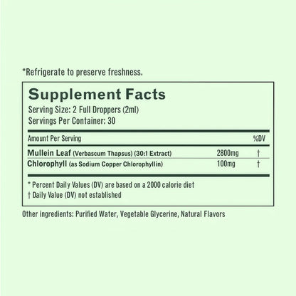 Betterbrand Mullein Drops for Lung Detox - Mullein Leaf Tincture with Chlorophyll - Helps Support Respiratory Health, Alcohol-Free, 1 Month Supply - 60ml